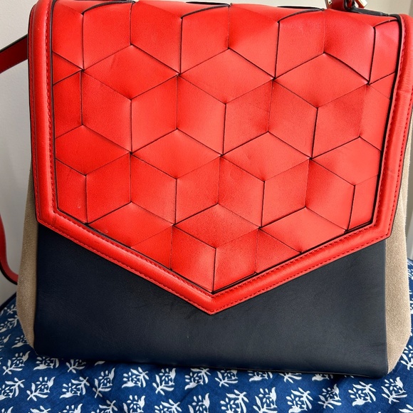 Welden Saunter Leather Suede Handbag Tri-Color Artisian Leatherwork - Picture 4 of 16